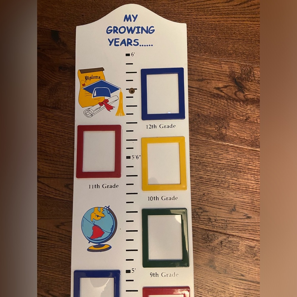 Never Used Vintage Growth Chart:  Wall Hanging with Photo Frames